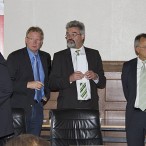 Vor Beginn der Veranstaltung: Rechtanwalt Marko Feldmann, Bürgermeister Dr. Thomas Gans, Detlev Barth und Wirtschaftsberater Dr. Reinhold Sedelies