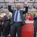 Jubel der Menge nach der Rede von Martin Schulz