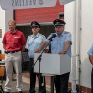 Bürgermeister Dr. Thomas Gans, Stadtbrandmeister Klaus-Dieter Schöder, Ortsbrandmeister Bernd Wiedemann und Brandschutzabschnittsleiter Martin Dannhauer
