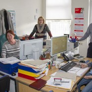 Provisorischer Arbeitsplatz im Rahthaus für die Job-Center-Mitarbeiterinnen    ---  Fotos: K.H.Bleß